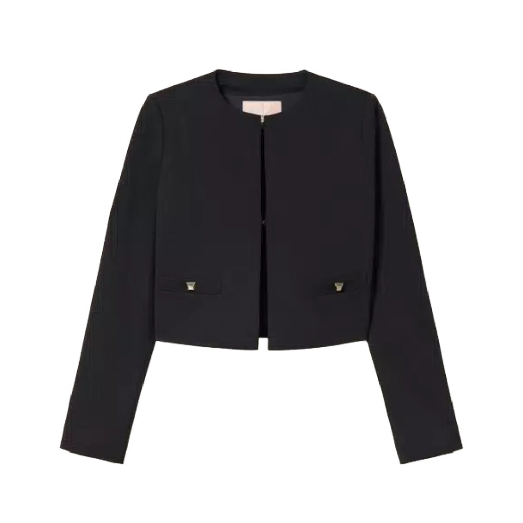 Twinset – black mandarin-collar studded jacket – image 1