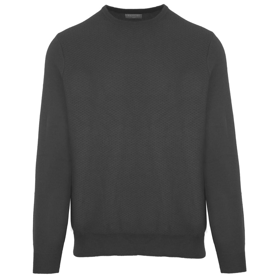 Malo – Paricollo Crewneck Sweater – front view in grey with textured knit