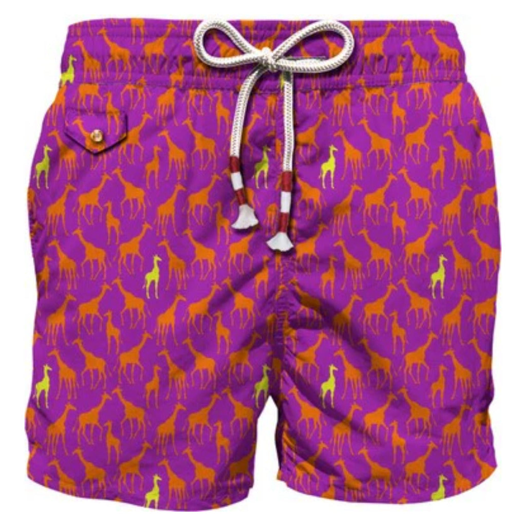 Mc2 Saint Barth – Giraffe Safari swim trunks – front view with drawstring