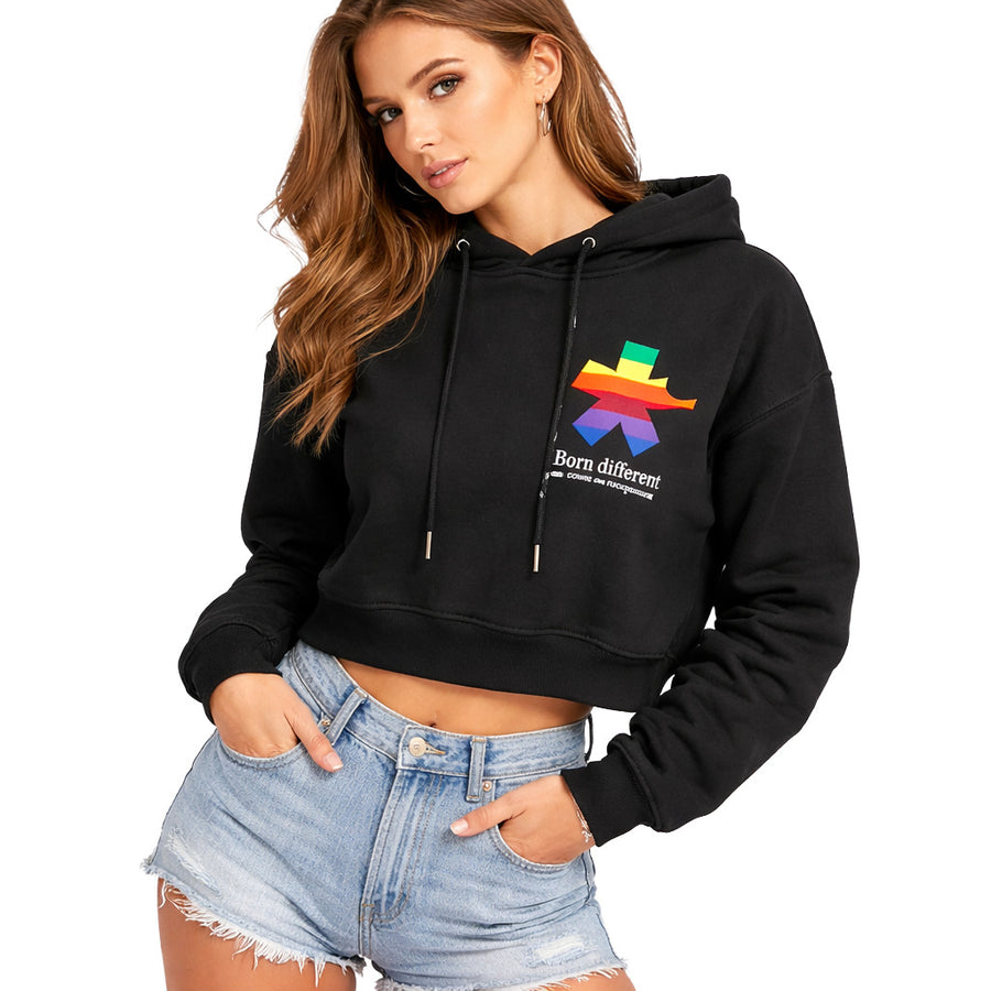 COMME des FUCKDOWN Cropped Hoodie in Black