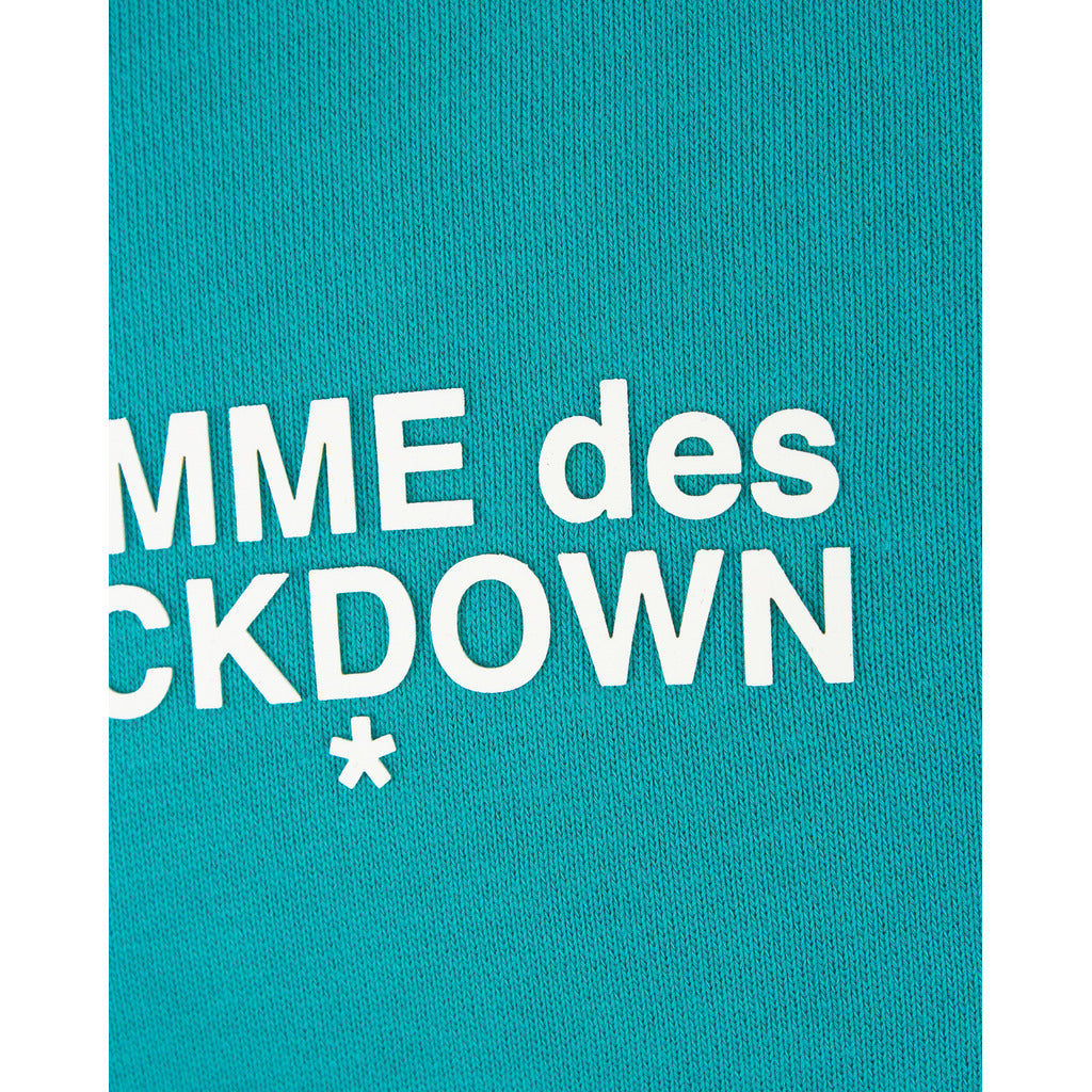 Comme Des Fuckdown Logo-Print Green Cotton Hoodie