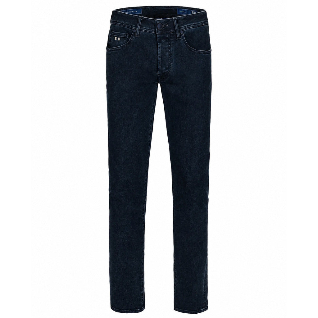 Tramarossa – dark blue jeans – full-length front view with pockets and button fastening