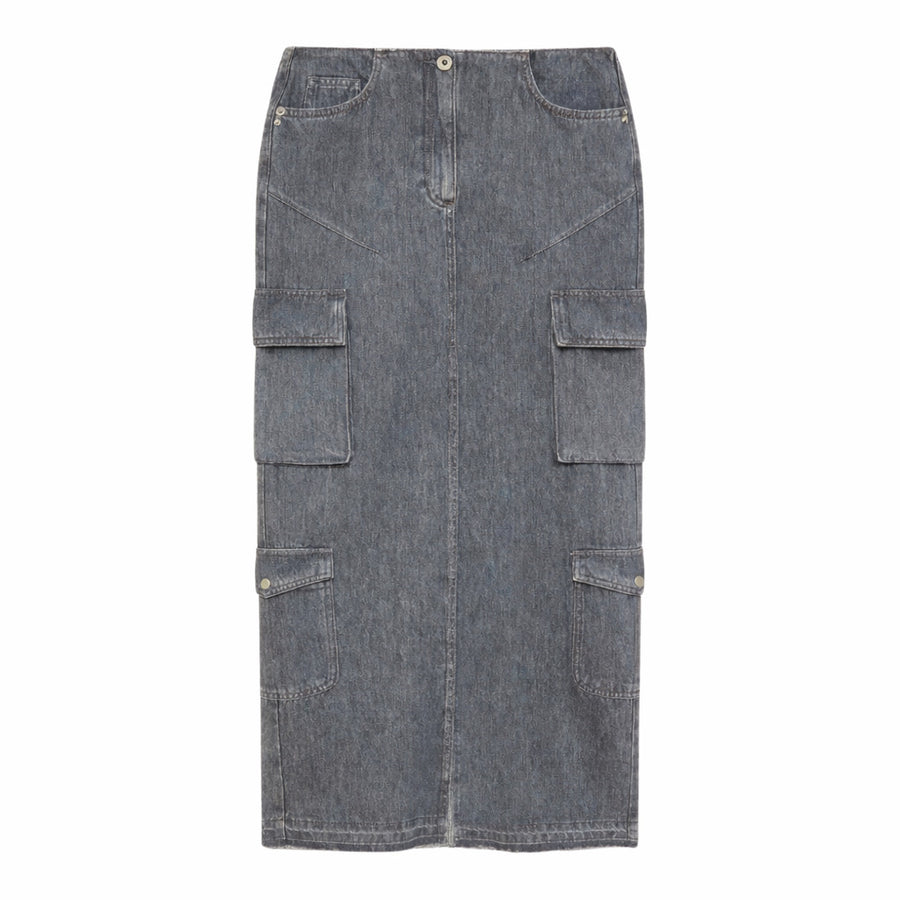 Patrizia Pepe Cargo Skirt in Dark Gray Denim