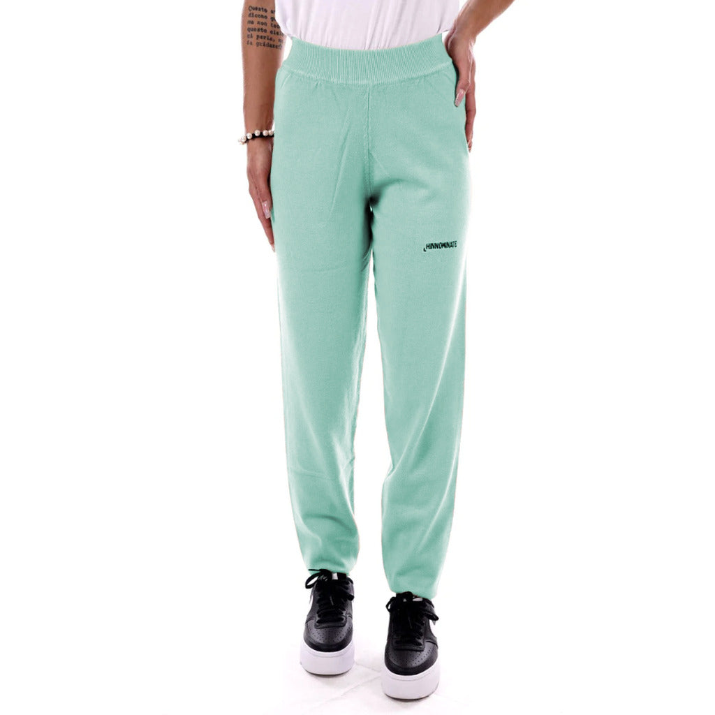 hinnominate - pantalone maglia menta green trousers, side detail