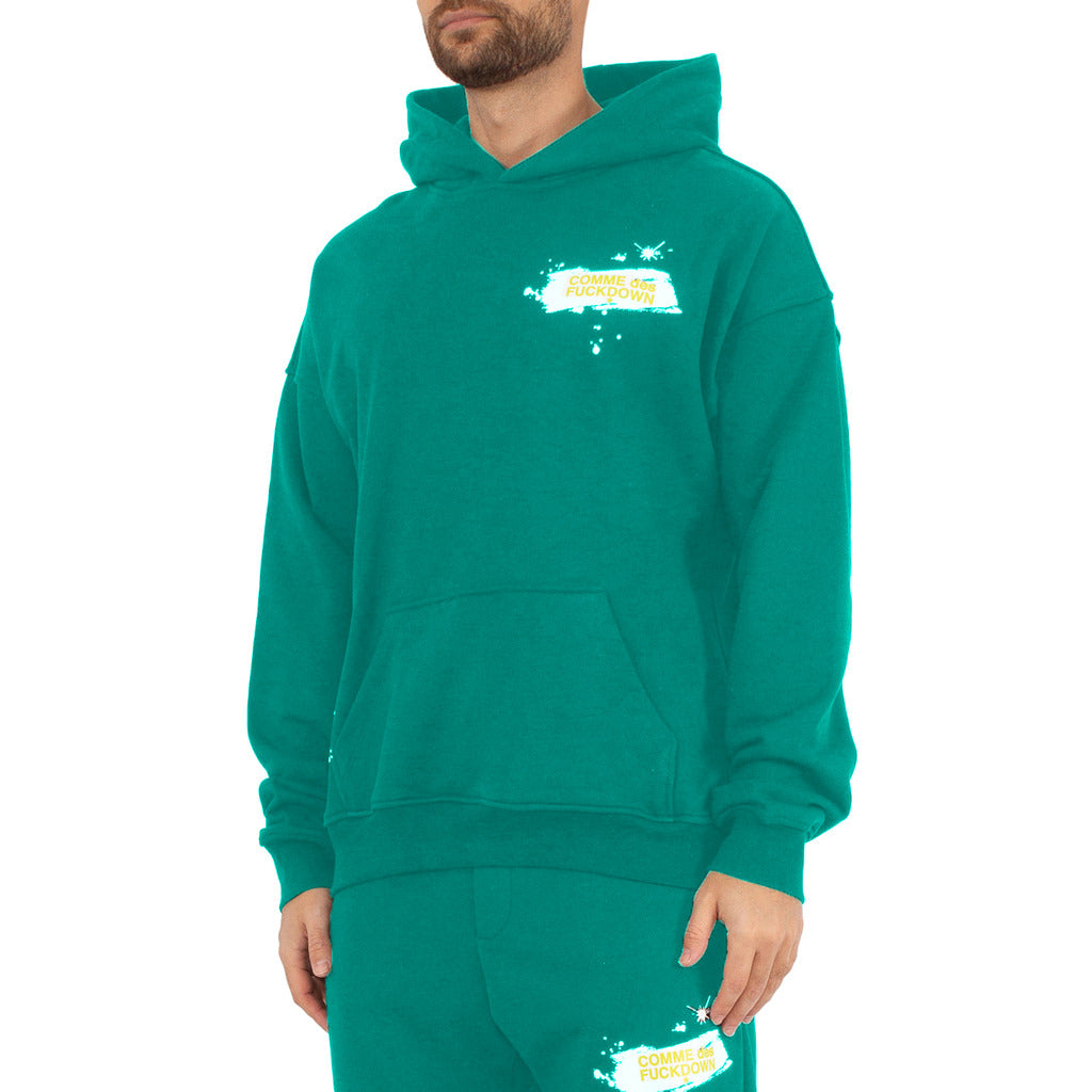 Comme Des Fuckdown Green Cotton Printed Hoodie