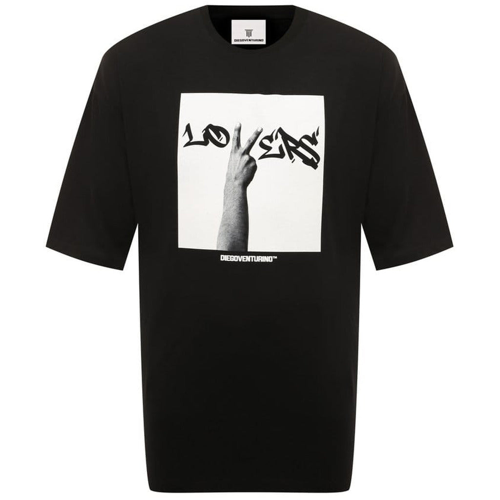 Diego Venturino Printed Cotton T-Shirt in Black