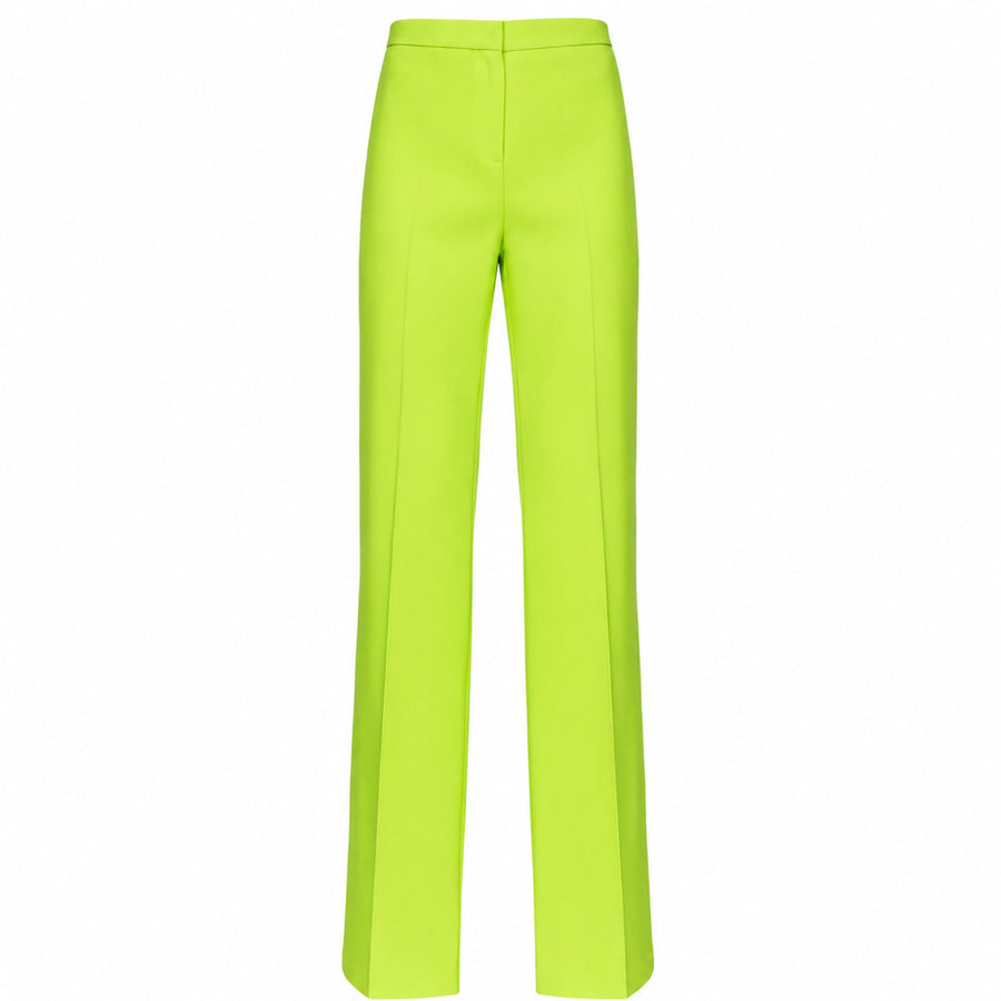 Pinko – lime-green wide-leg trousers – front-facing flat packshot