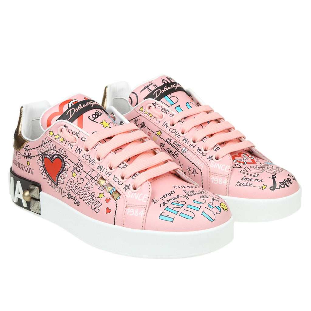 dolce & gabbana - sneaker bassa graffiti rosa