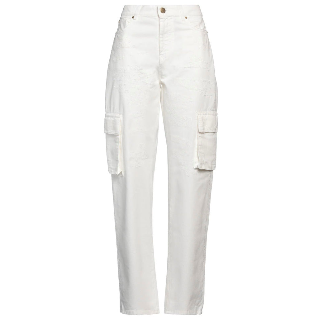 Pinko Caty Cargo Trousers in White Denim