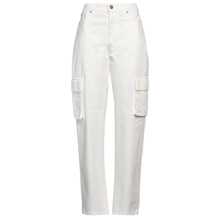 Pinko Caty Cargo Trousers in White Denim