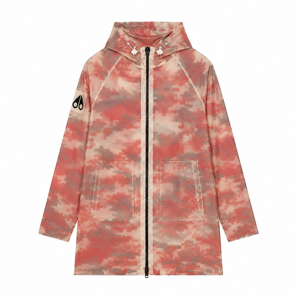Moose Knuckles – Yoho camouflage rain jacket – front flat view with hood and zip