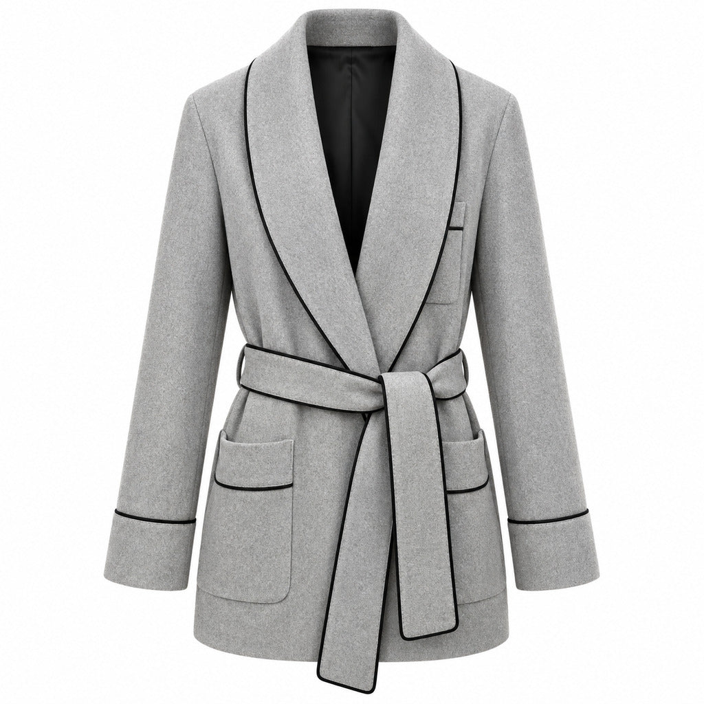 Dolce & Gabbana – Cashmere Coat in Grey – front packshot with belt and pockets