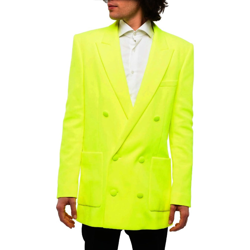 Balmain Double-Breasted Blazer in Fluorescent Yellow