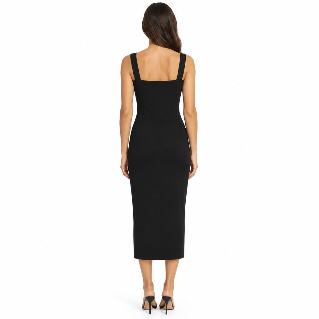 Dolce & Gabbana – black fitted sheath dress – model wearing it from the back