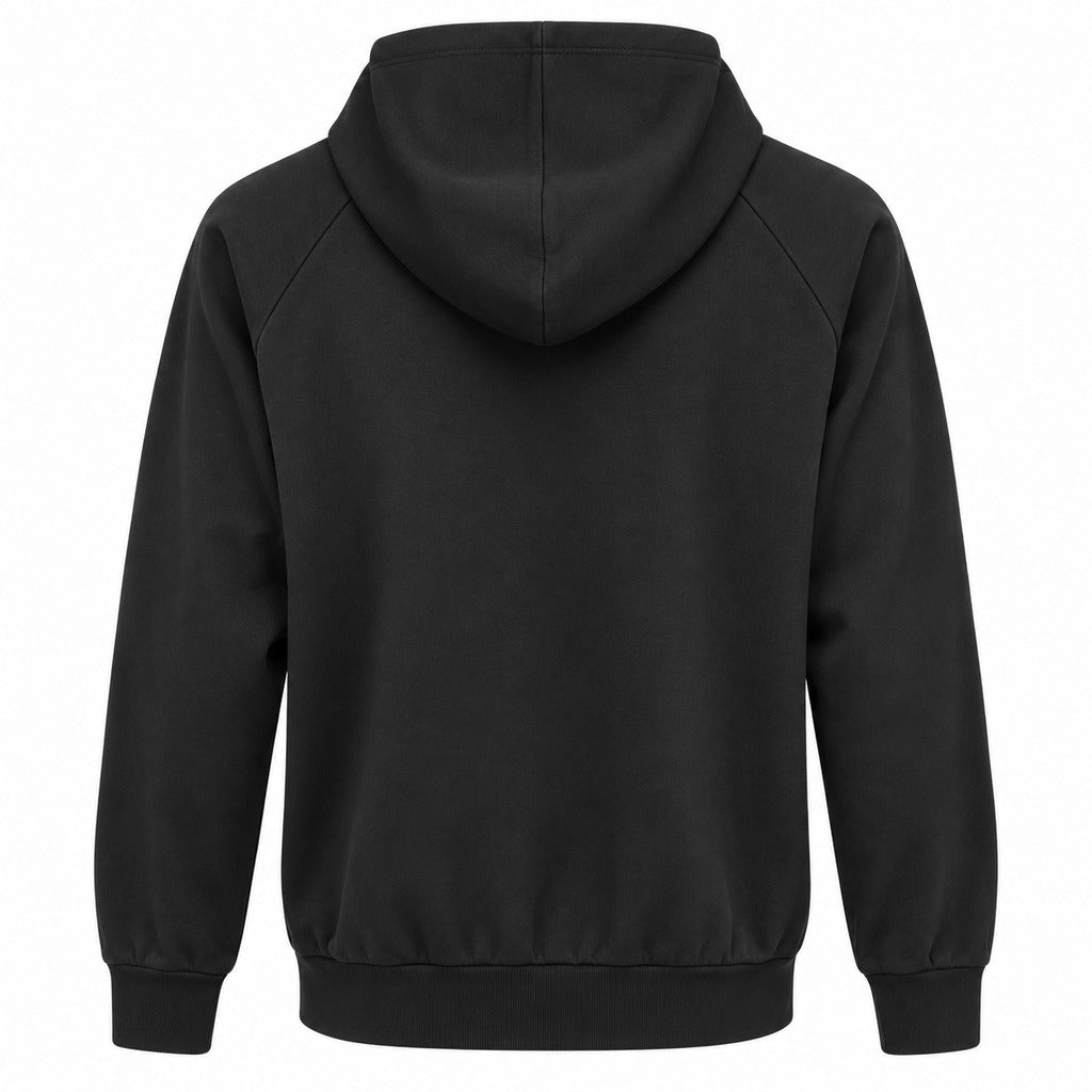 Dolce & Gabbana – black hooded sweatshirt – back flat lay showing hood and plain panel