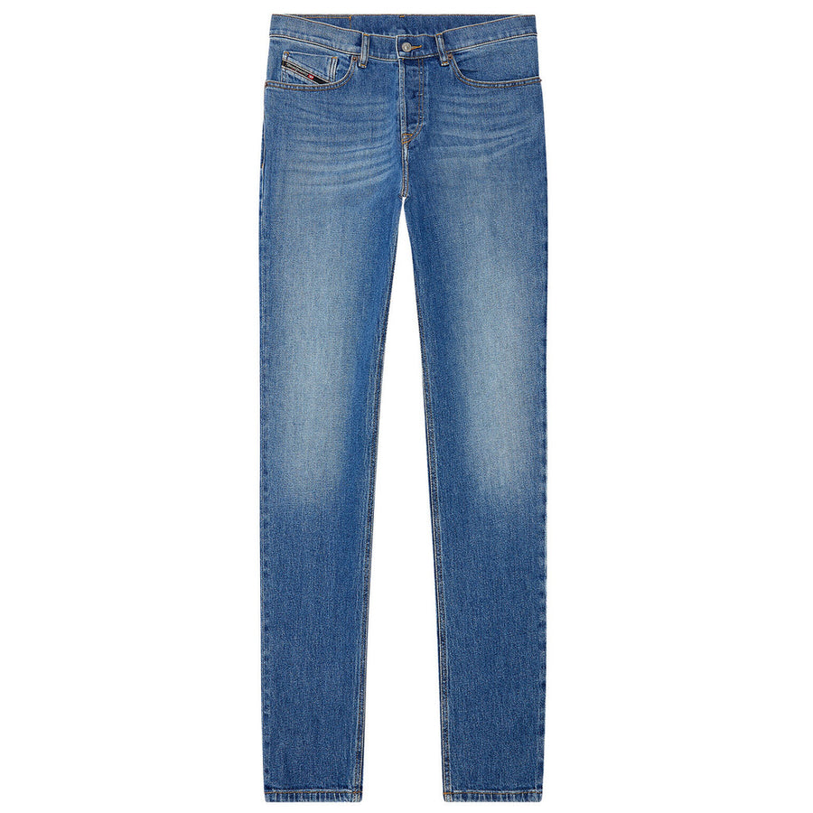 Diesel – 2005 D-Finning Jeans – Flat front view in faded blue denim