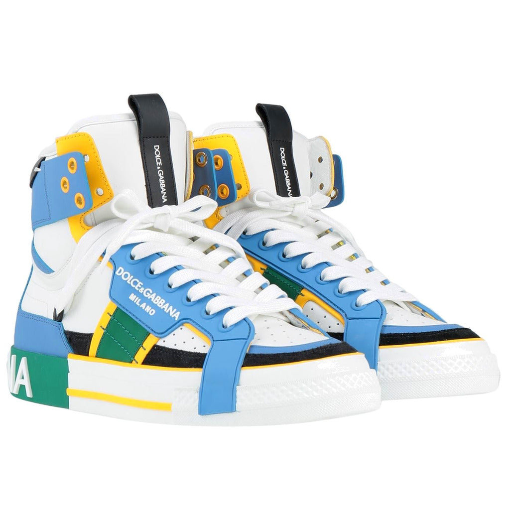 Dolce & Gabbana High-Top Sneakers in Multicolor Calfskin