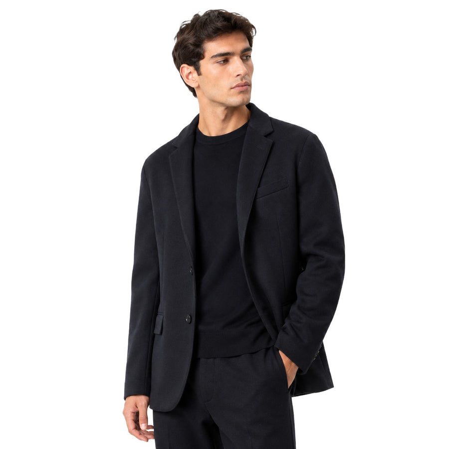 Dolce & Gabbana – Blue cashmere-blend single-breasted jacket – front view worn with matching trousers