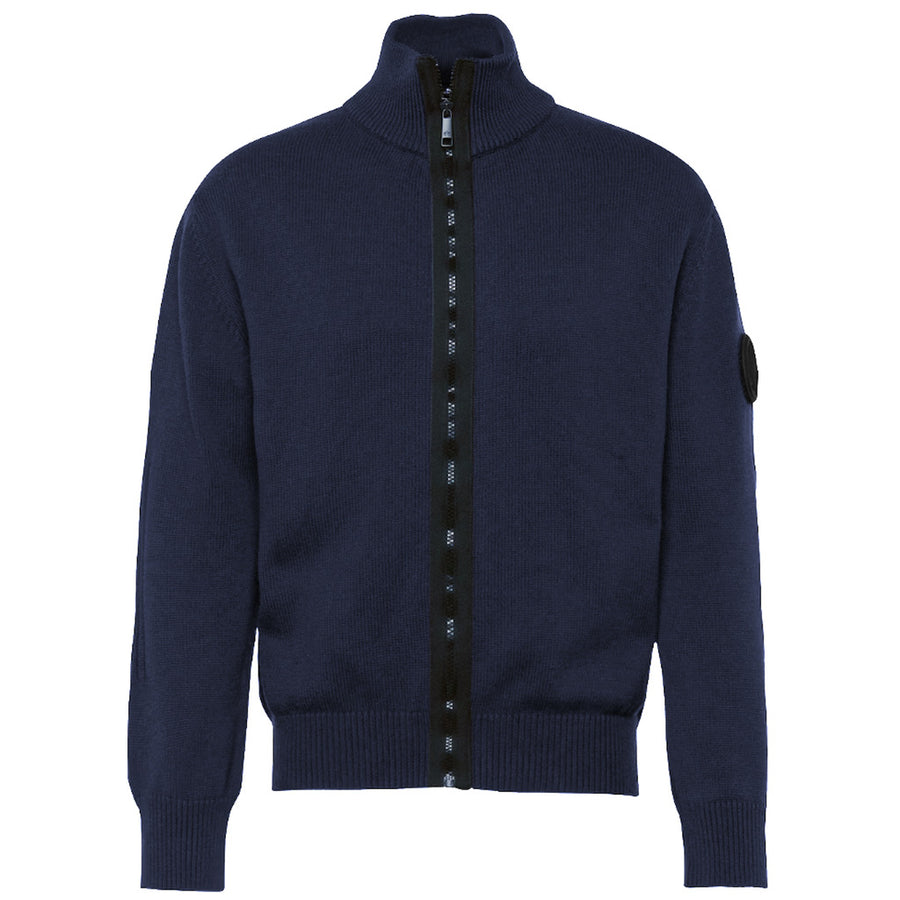 La Martina – Full-Zip Sweater – flat blue front view