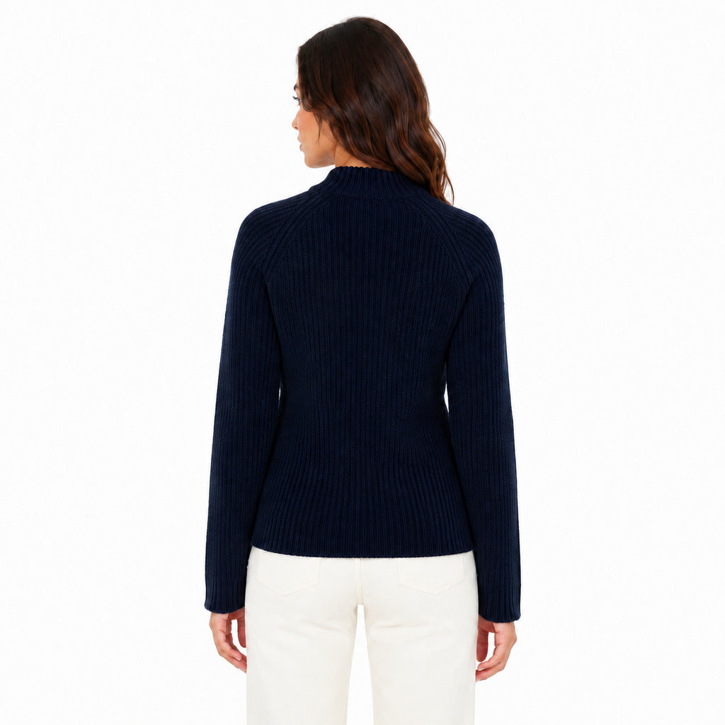 Parajumpers – navy wool rib-knit sweater – worn on model, shown from the back