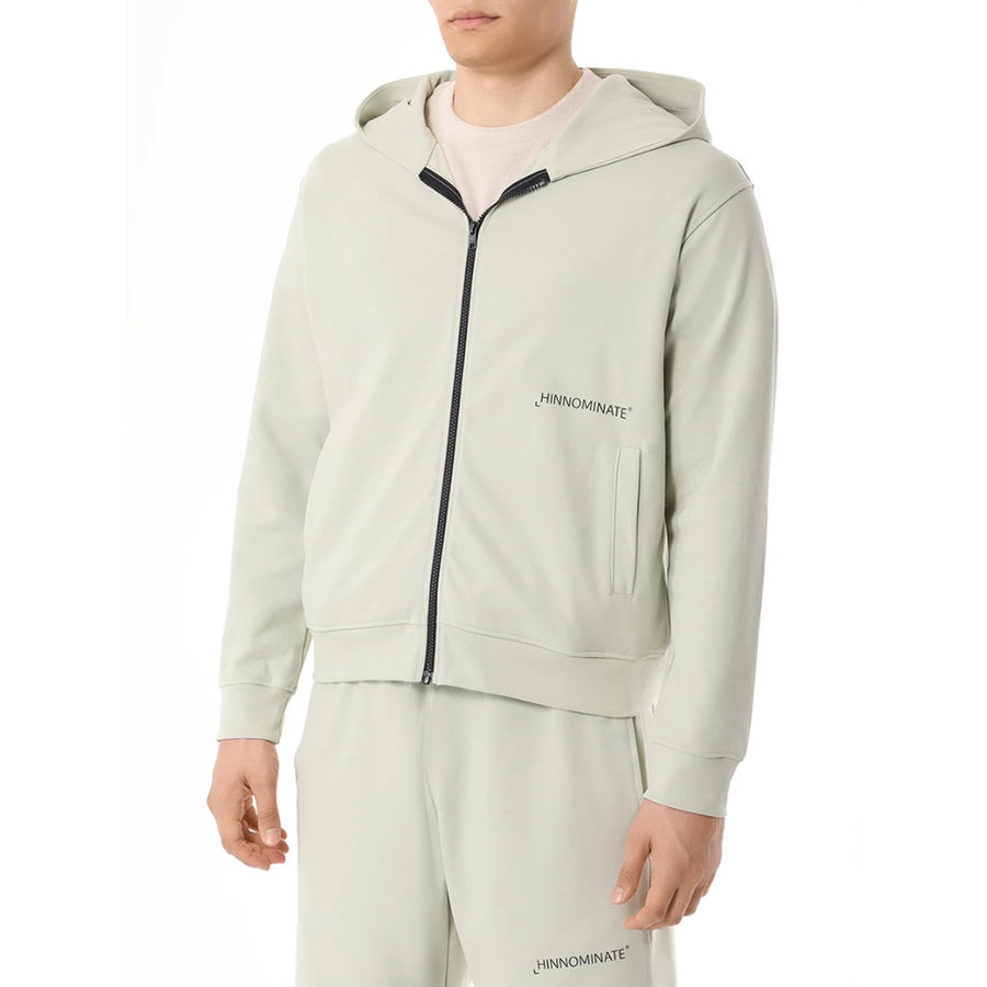 Hinnominate Full-Zip Hoodie in Green Cotton