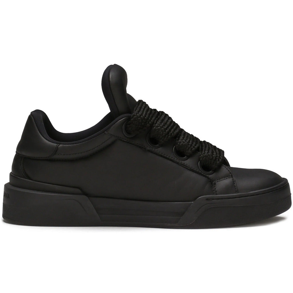 Dolce & Gabbana Portofino Sneakers in Black Lambskin