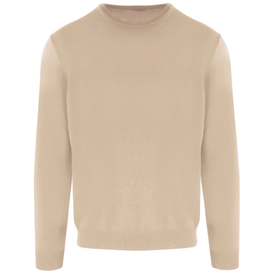 Malo – Paricollo Crewneck Sweater in Brown – front view in beige