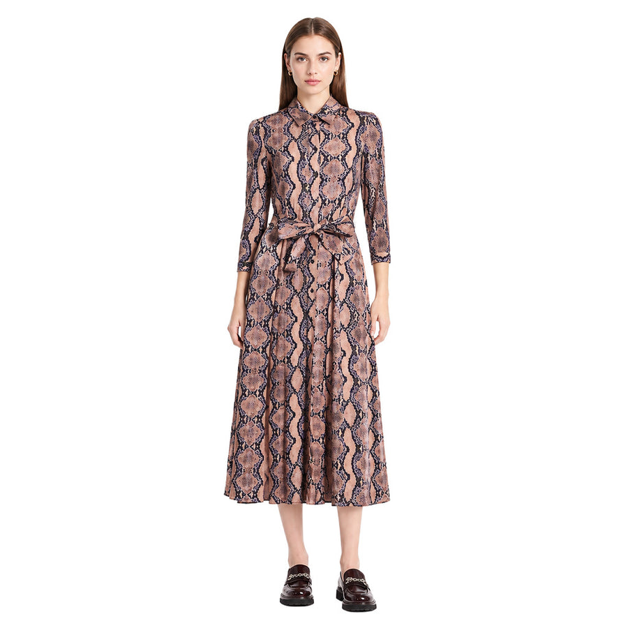 Pinko – Sushi Print multicolor midi dress with long sleeves – front view on model