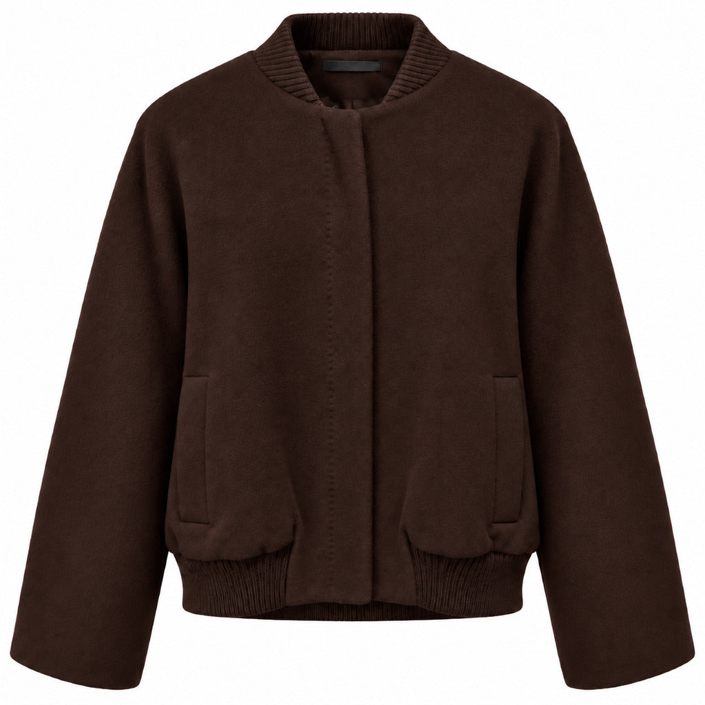 Loro Piana Tessuto – Capolavoro Bomber Jacket in Virgin Wool – Brown front packshot with side pockets