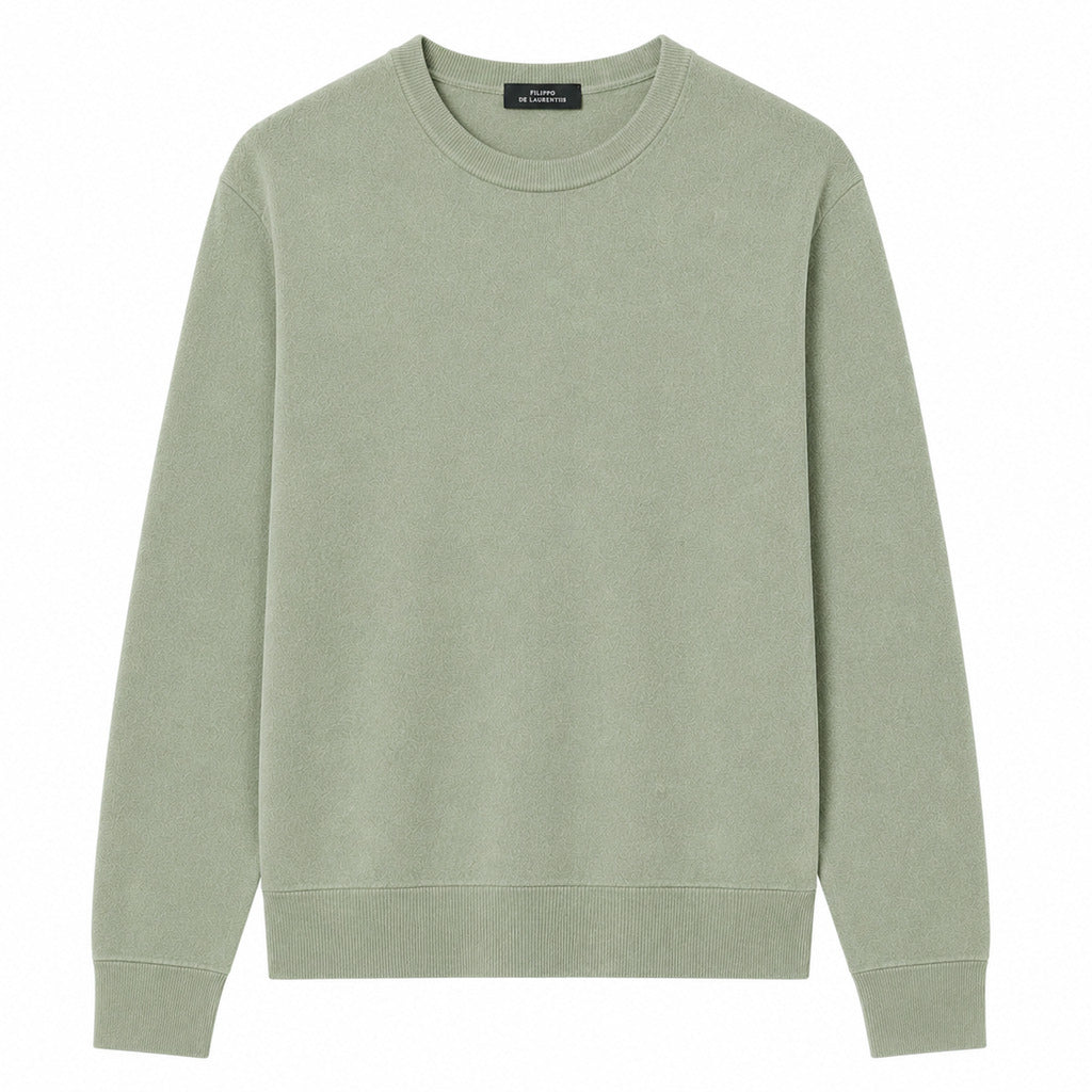 Alpha Studio – green long-sleeve sweater with crew neck – front flat lay