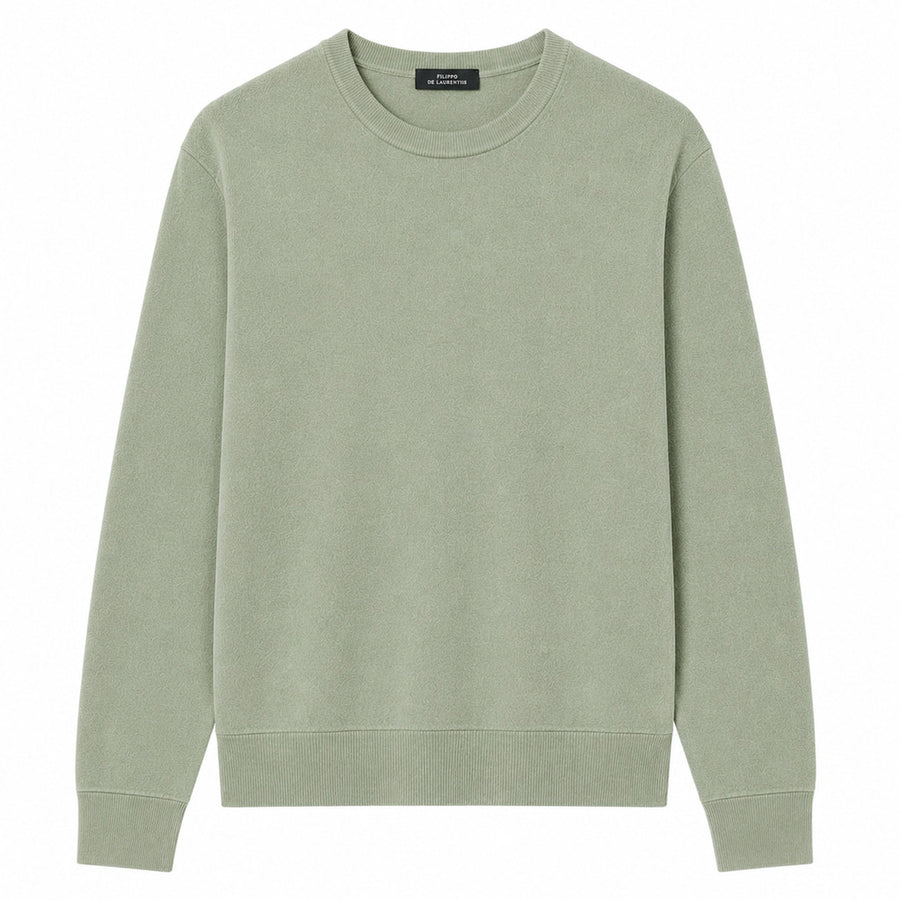 Alpha Studio – green long-sleeve sweater with crew neck – front flat lay
