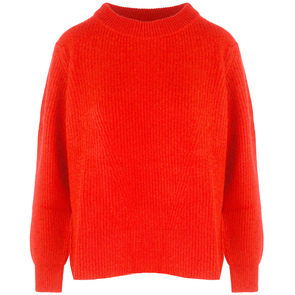 Malo – Cashmere Crew-Neck Sweater in Brick – front packshot in bright brick red knit