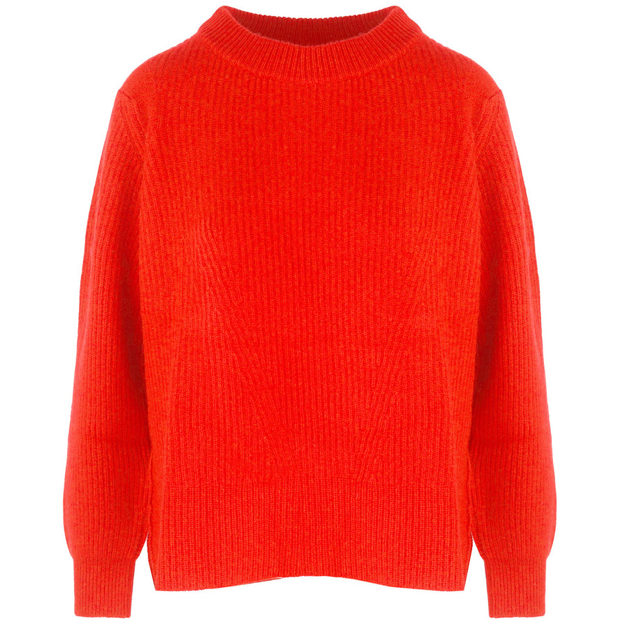 Malo – Cashmere Crew-Neck Sweater in Brick – front packshot in bright brick red knit