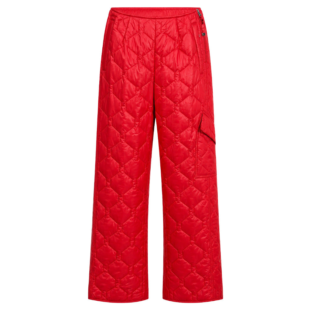 Parajumpers – red quilted wide-leg trousers – front flat lay with side pocket