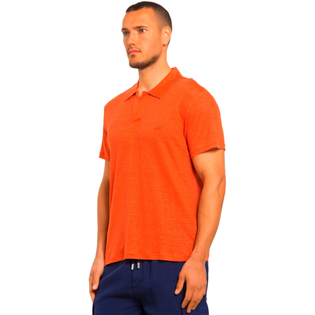 Vilebrequin Linen Polo Shirt in Orange