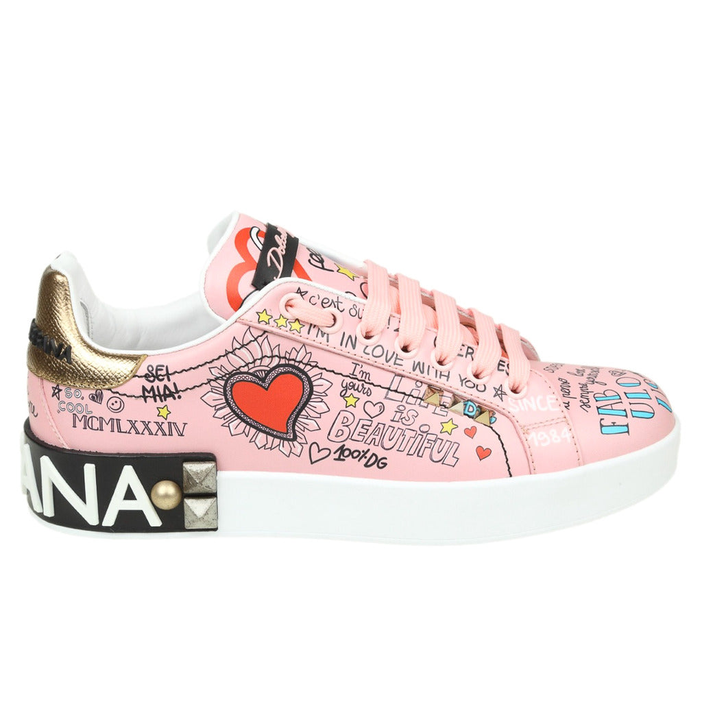 dolce & gabbana - sneaker bassa graffiti rosa