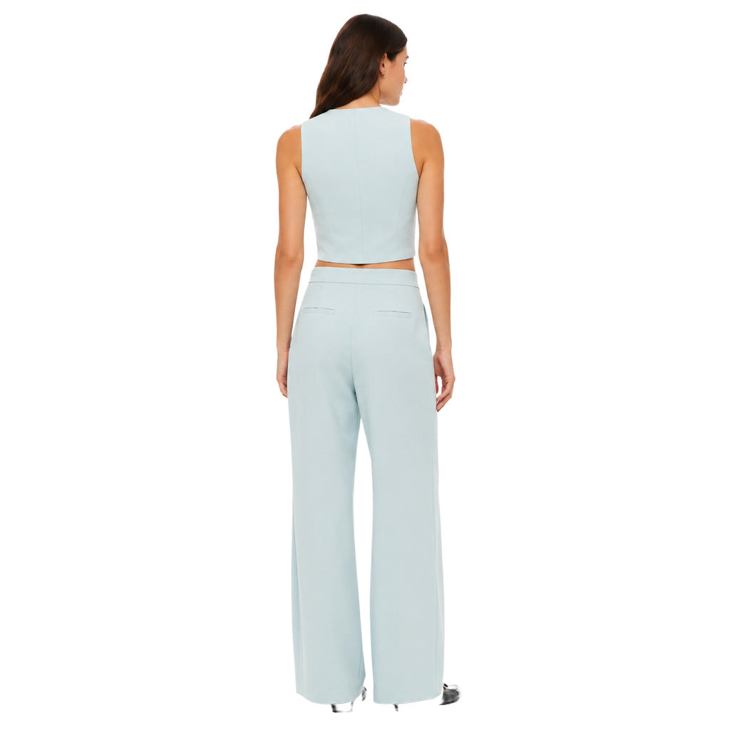 Pinko – light blue wide-leg trousers – back view showing rear pockets