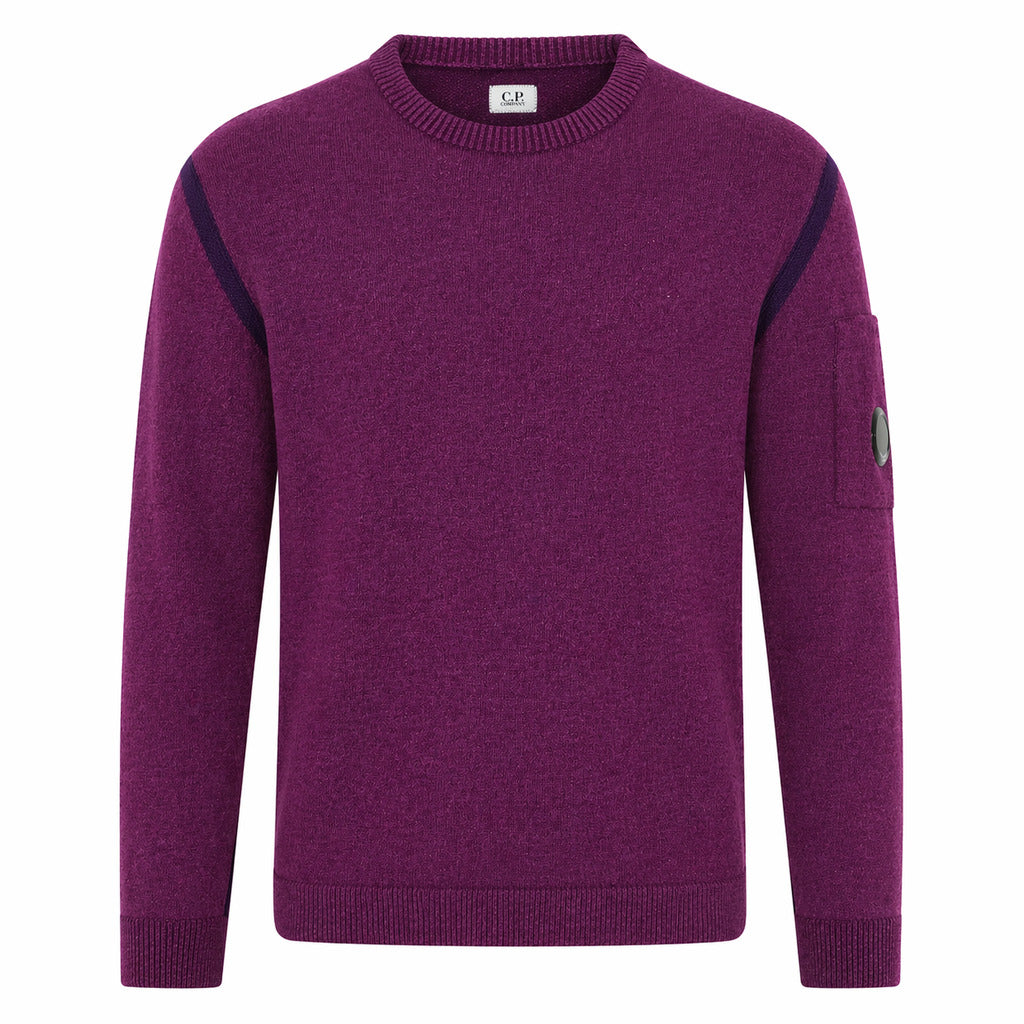 C.P. Company – purple pocket sweater – front flat view with ribbed trims and sleeve pocket