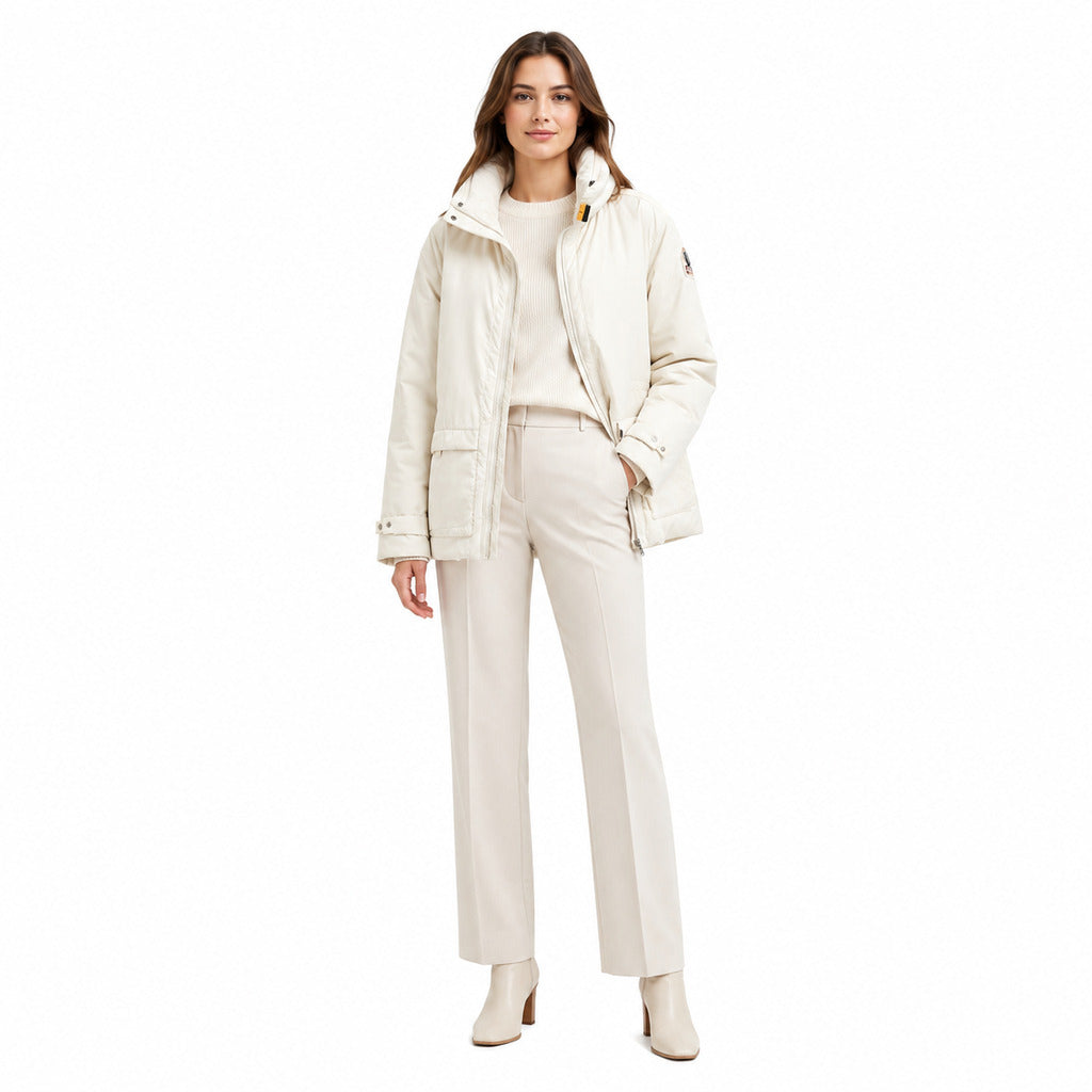 Parajumpers – Nairana beige down jacket – worn front view with zip and pockets