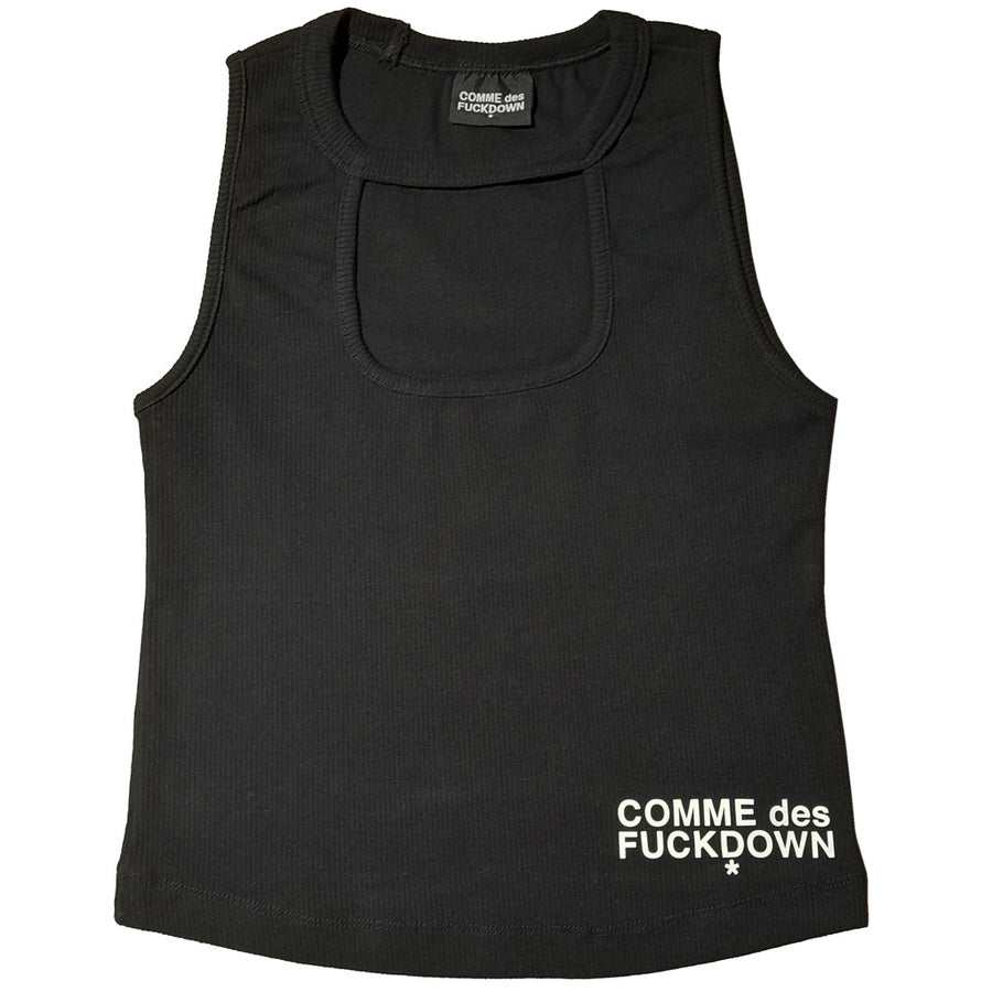 Comme Des Fuckdown Ribbed Top in Black