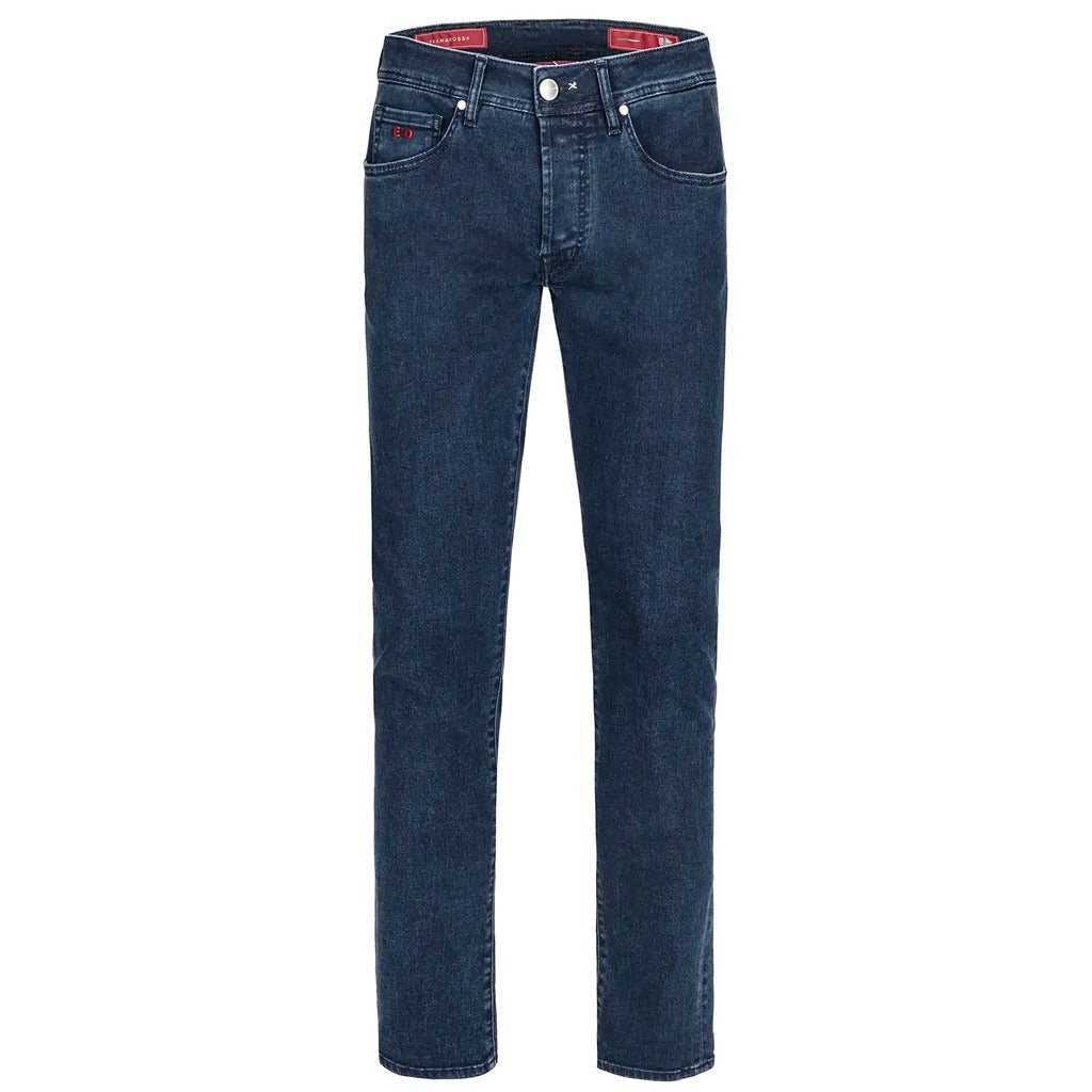 Tramarossa – blue indigo jeans – full-length front view with five-pocket styling