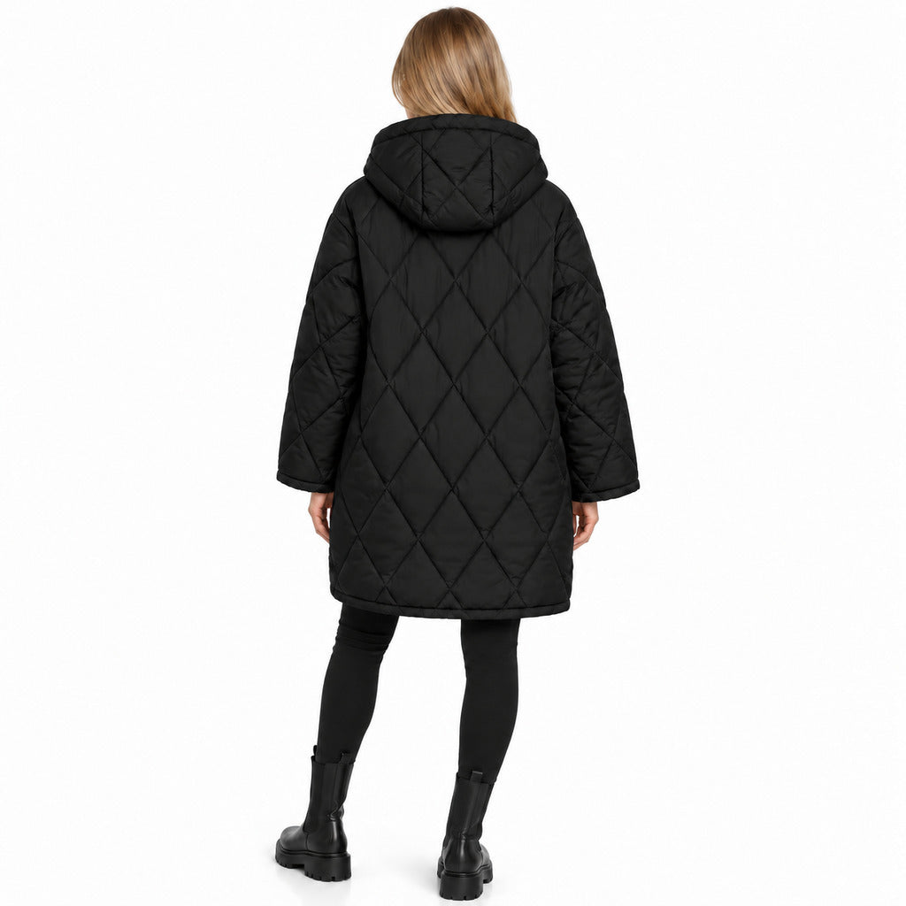 Dolce & Gabbana – black quilted hooded jacket – back worn by model