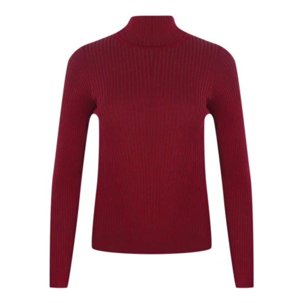 Parajumpers – Lotus red ribbed turtleneck sweater – back view, laid flat