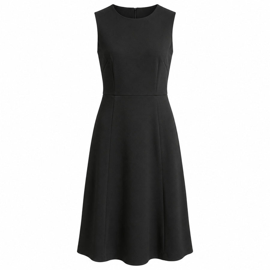 Dolce & Gabbana – black viscose sleeveless fit-and-flare dress – front flat view