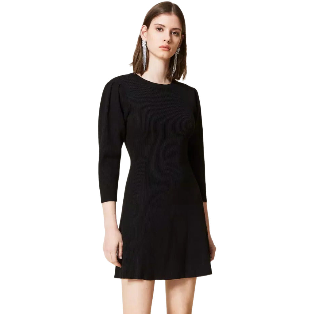 Twinset – ribbed knit dress in black – image 2