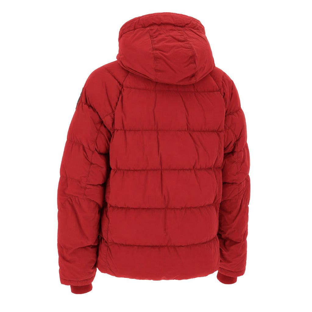 Parajumpers – red hooded down jacket – back view with quilted panels