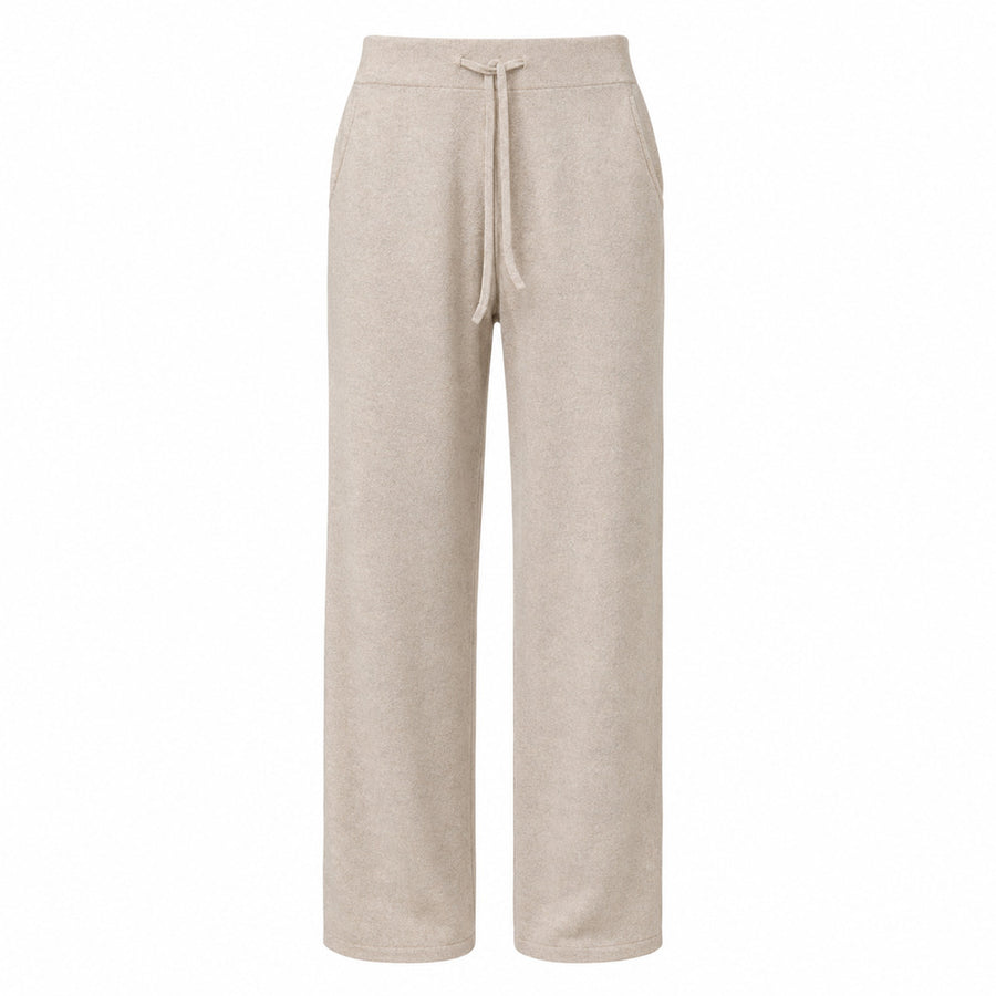 Alpha Studio – wool-cashmere wide-leg trousers – front flat beige packshot with drawstring waistband