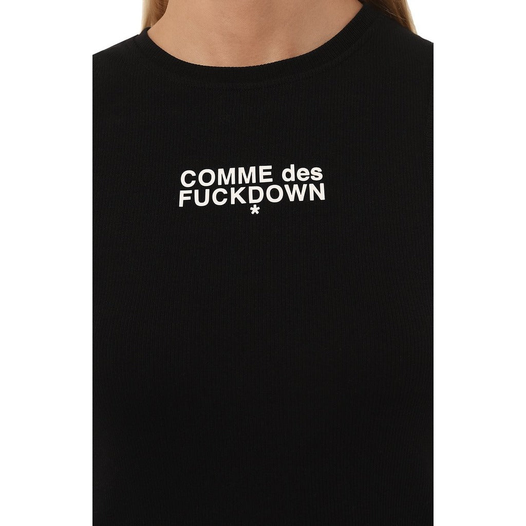 Comme Des Fuckdown Black Ribbed Cotton Tank Top