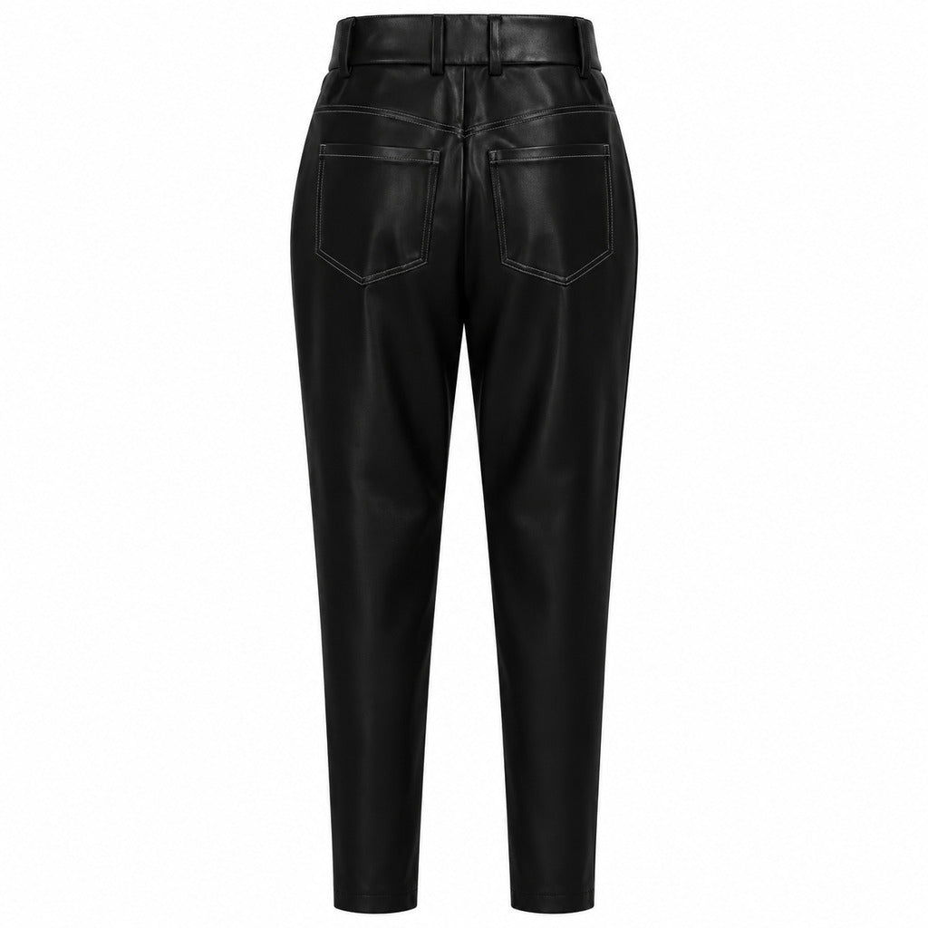 Dolce & Gabbana – black glossy trousers – back flat lay showing belt loops and two pockets