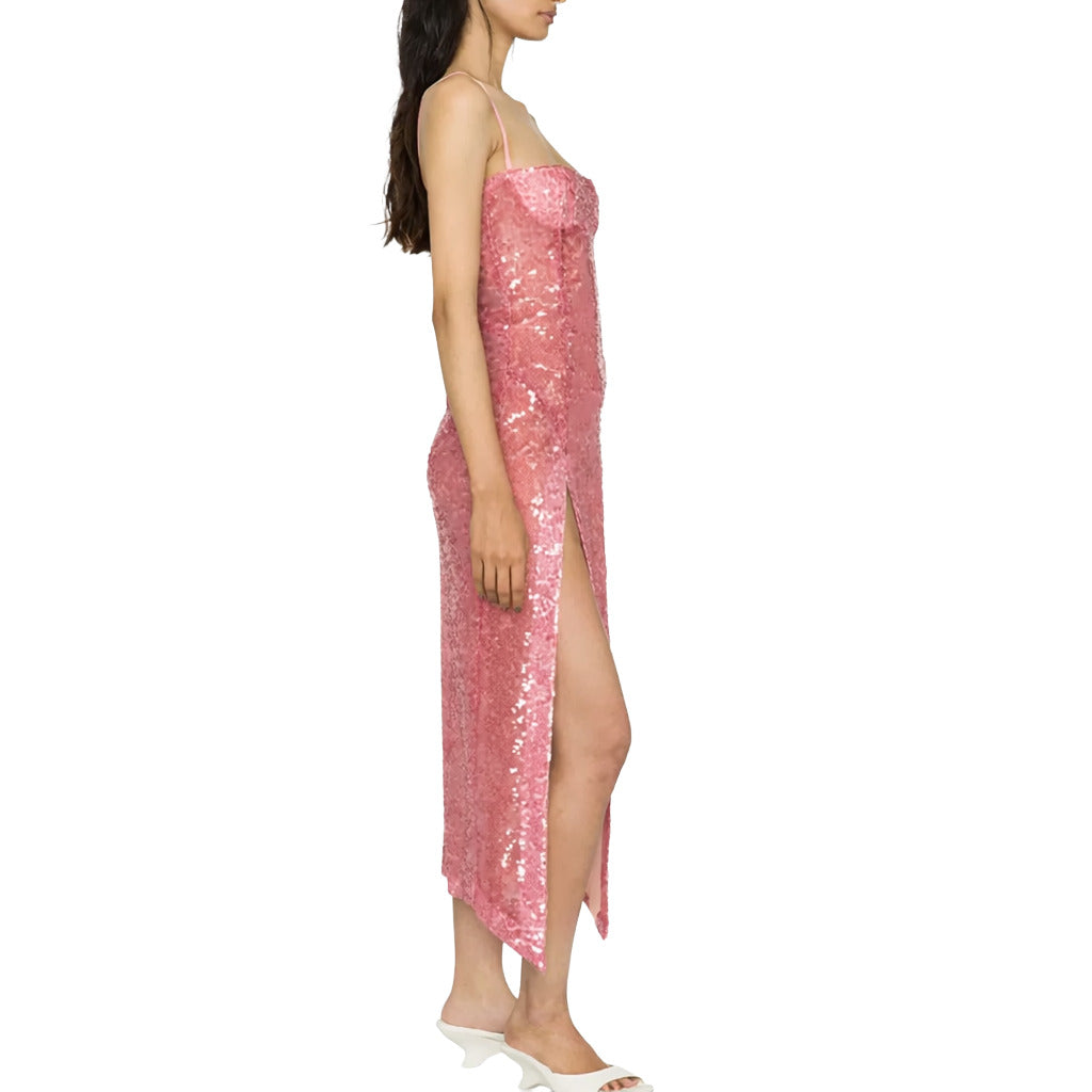 The Attico Long Pink Sequin Dress